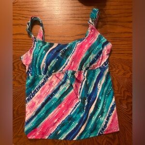 Kim Gravel Swimsuits For All scoop neck tankini set w/ bike shorts Size 10 NWOT